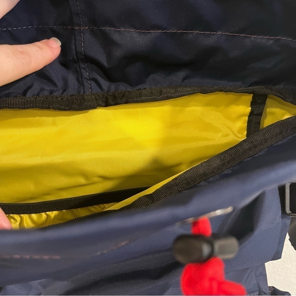 Topo Designs navy blue and yellow/green interior accents fold over backpack - Picture 9 of 11